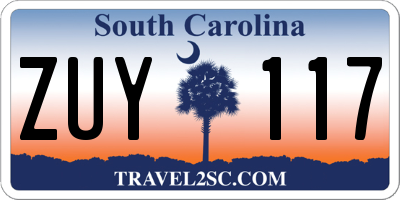 SC license plate ZUY117