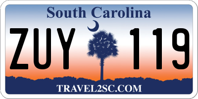 SC license plate ZUY119