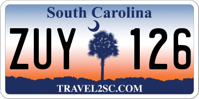 SC license plate ZUY126
