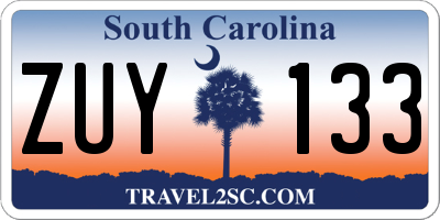 SC license plate ZUY133