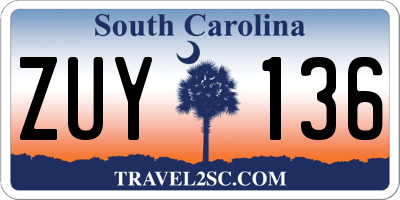 SC license plate ZUY136
