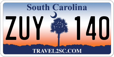 SC license plate ZUY140