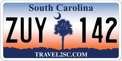 SC license plate ZUY142