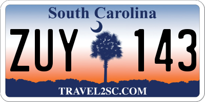 SC license plate ZUY143