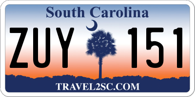 SC license plate ZUY151