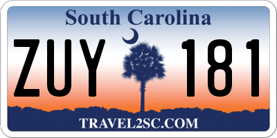 SC license plate ZUY181