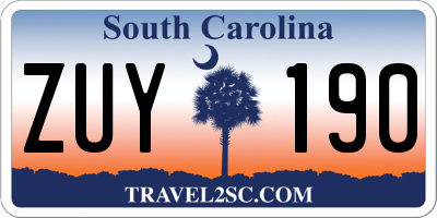 SC license plate ZUY190