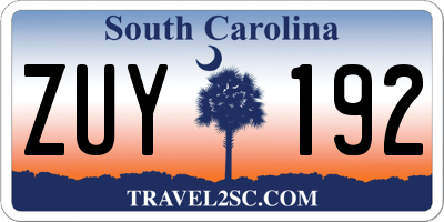 SC license plate ZUY192