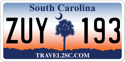 SC license plate ZUY193