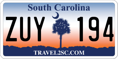SC license plate ZUY194