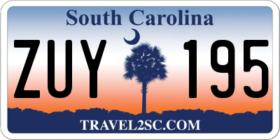 SC license plate ZUY195