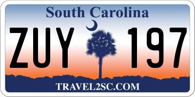 SC license plate ZUY197
