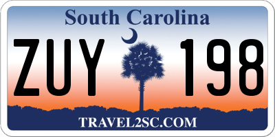 SC license plate ZUY198