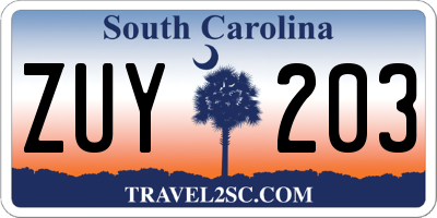 SC license plate ZUY203