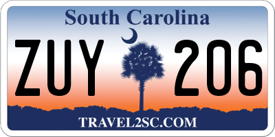 SC license plate ZUY206