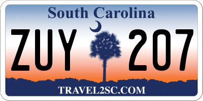 SC license plate ZUY207