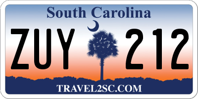 SC license plate ZUY212