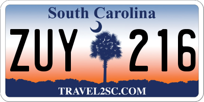SC license plate ZUY216