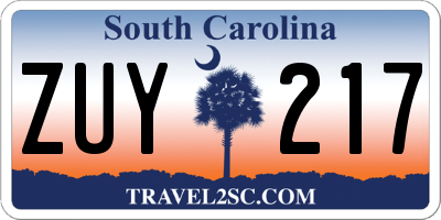 SC license plate ZUY217
