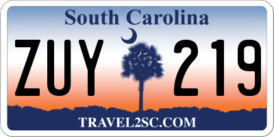 SC license plate ZUY219