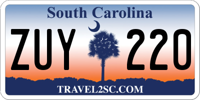SC license plate ZUY220
