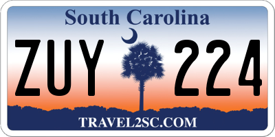 SC license plate ZUY224