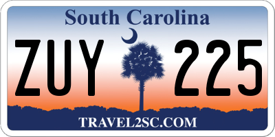 SC license plate ZUY225