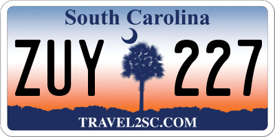 SC license plate ZUY227