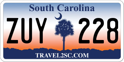 SC license plate ZUY228