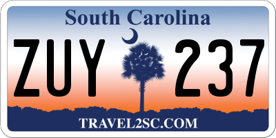 SC license plate ZUY237