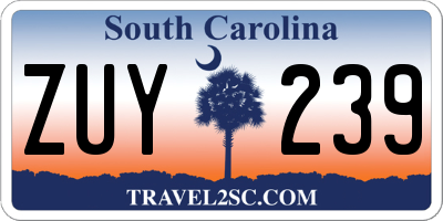 SC license plate ZUY239