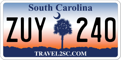 SC license plate ZUY240