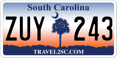 SC license plate ZUY243
