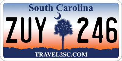 SC license plate ZUY246