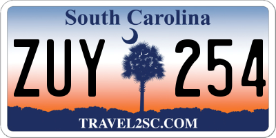 SC license plate ZUY254