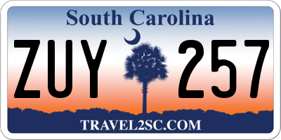 SC license plate ZUY257