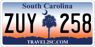 SC license plate ZUY258