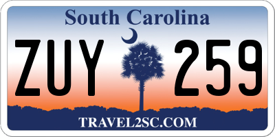 SC license plate ZUY259