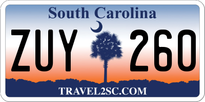 SC license plate ZUY260