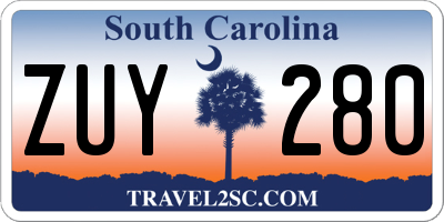SC license plate ZUY280