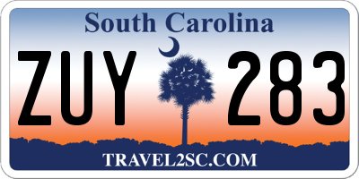 SC license plate ZUY283