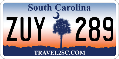 SC license plate ZUY289