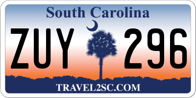 SC license plate ZUY296