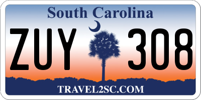 SC license plate ZUY308