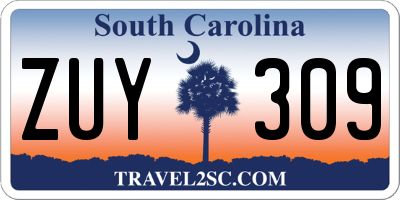 SC license plate ZUY309