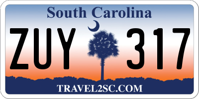 SC license plate ZUY317