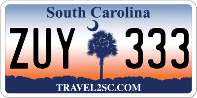 SC license plate ZUY333