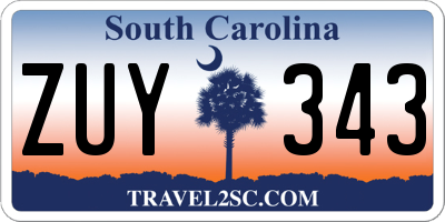 SC license plate ZUY343