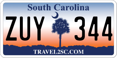 SC license plate ZUY344