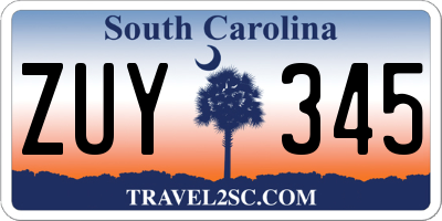 SC license plate ZUY345